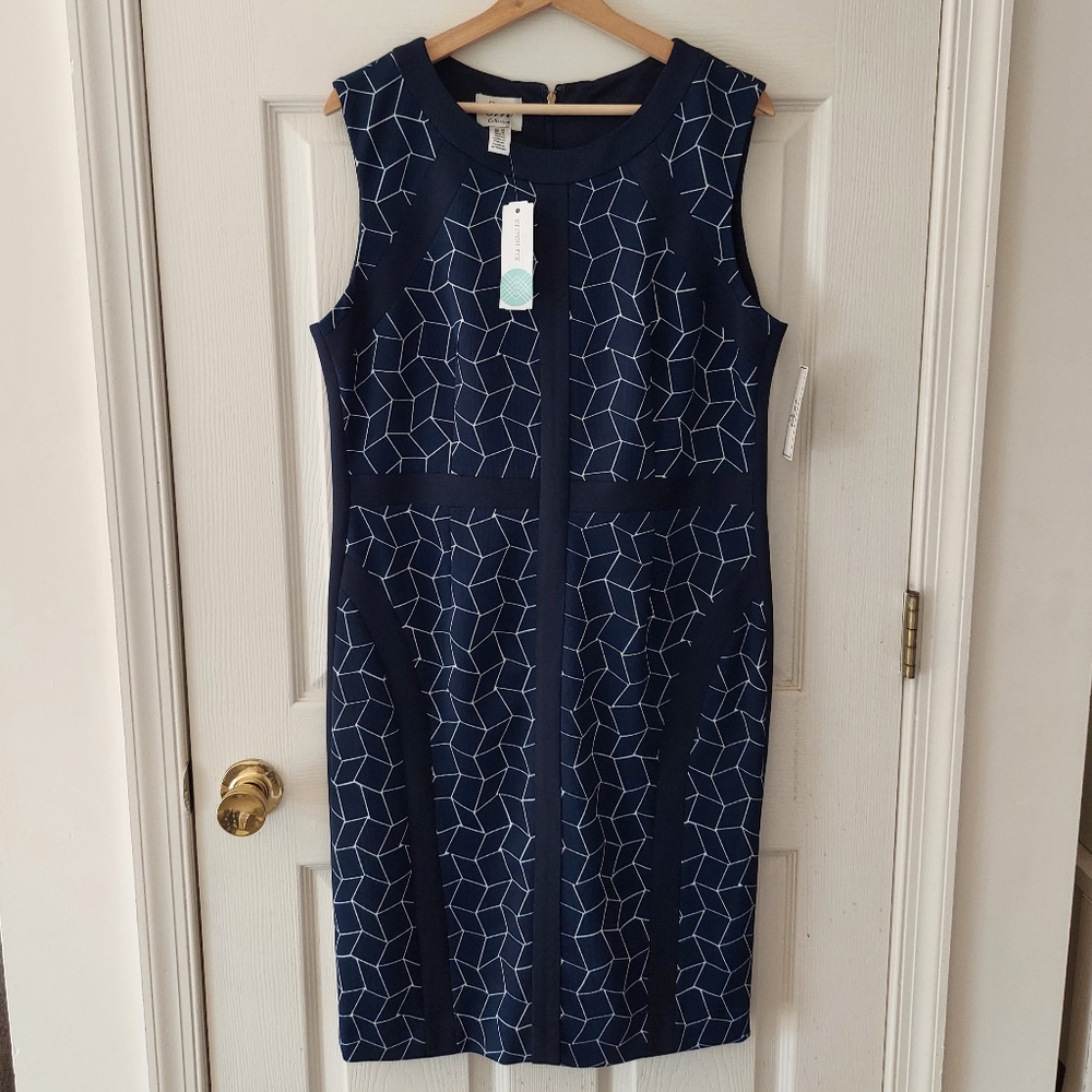NWT DM Collection Stitch Fix Womens Navy Blue Sunni Sheath Dress Plus Size 16
